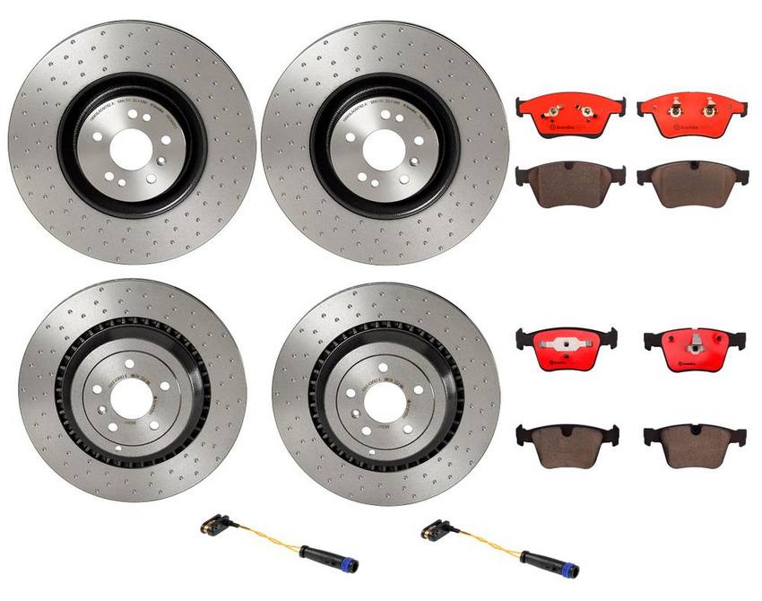 Mercedes Brakes Kit – Pads & Rotors Front and Rear (390mm/365mm) (Ceramic) 164421071264 – Brembo 2899183KIT