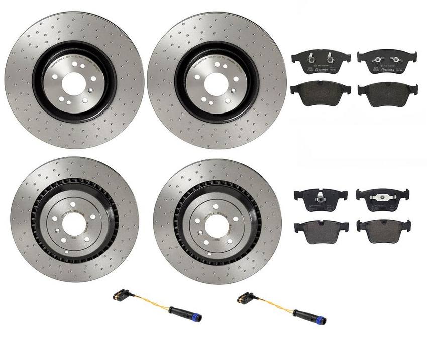 Mercedes Brakes Kit – Pads & Rotors Front and Rear (390mm/365mm) (Low-Met) 164421071264 – Brembo 2899184KIT