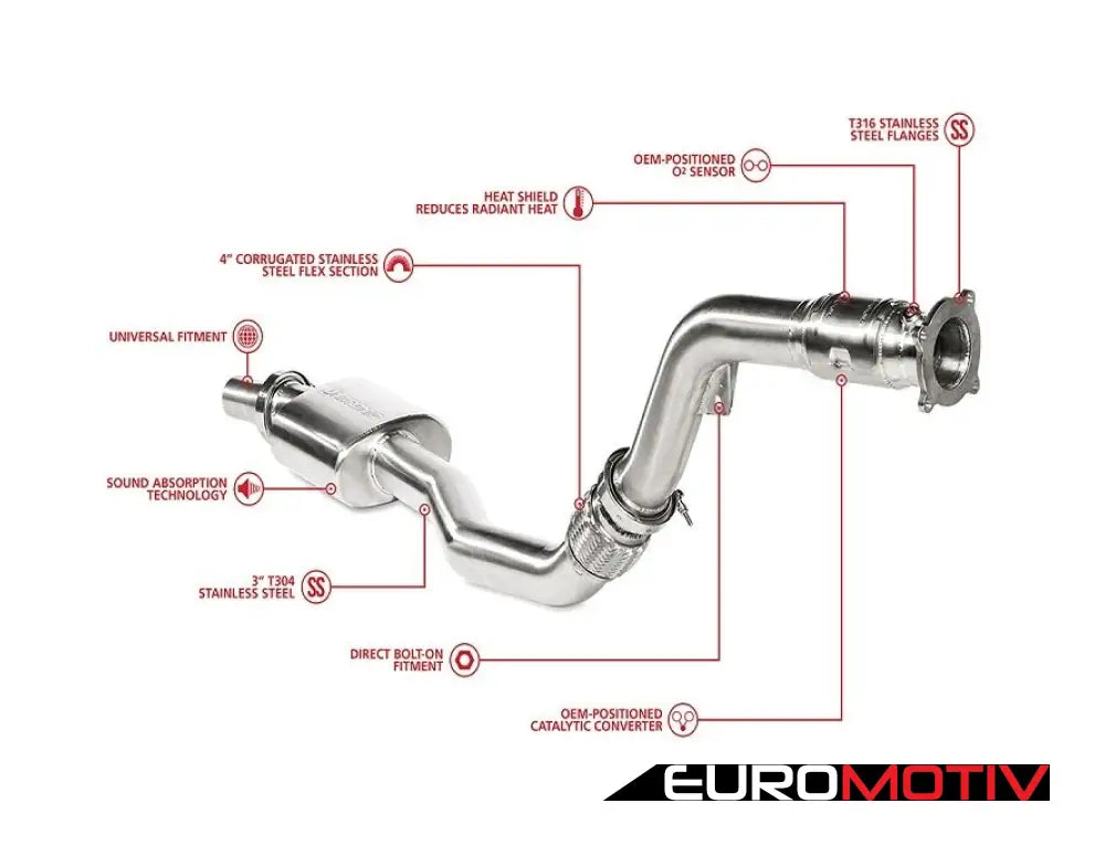 3-Inch Downpipe With High Flow Catalytic Converter