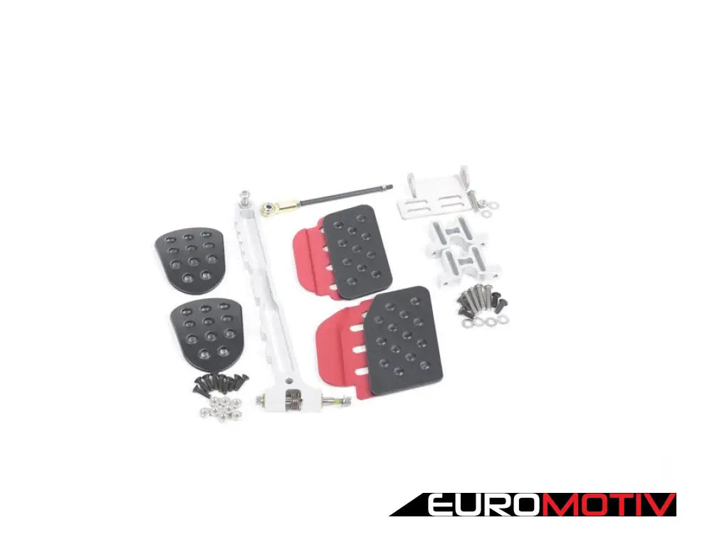 3 Piece Pedal Set - Perforated Grip Black Pedals / Red Extensions