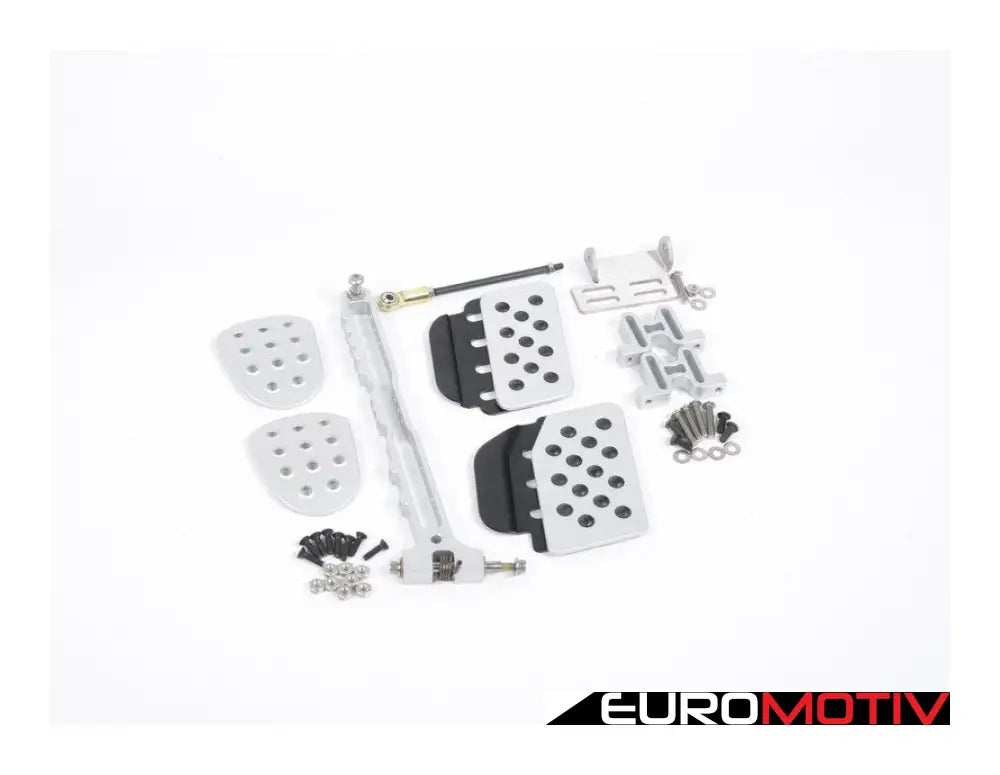 3 Piece Pedal Set - Perforated Grip Silver Pedals / Black Extensions