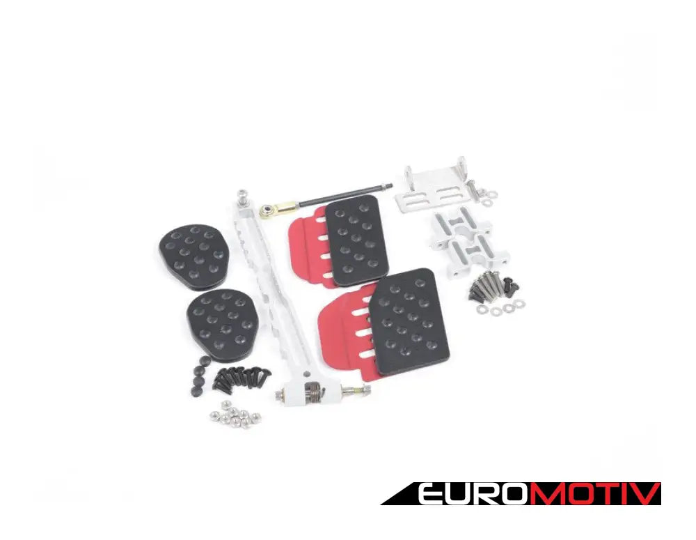 3 Piece Pedal Set - Rubber Grip Black Pedals / Red Extensions