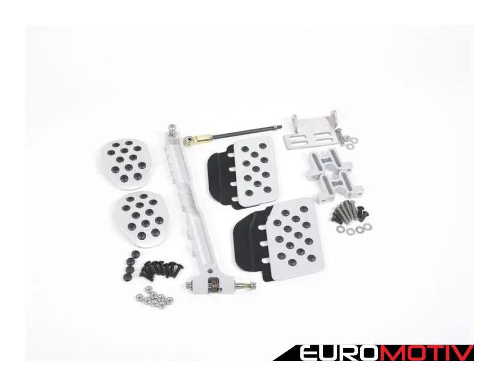 3 Piece Pedal Set - Rubber Grip Silver Pedals / Black Extensions