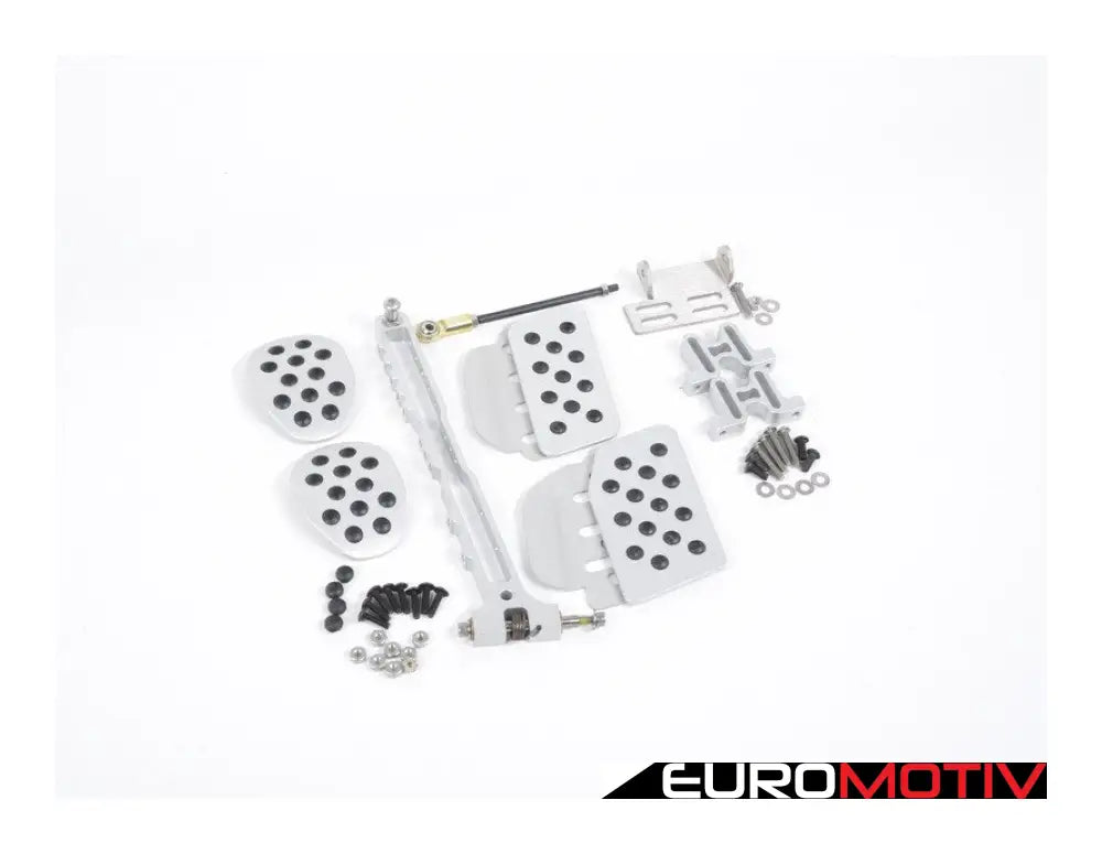 3 Piece Pedal Set - Rubber Grip Silver Pedals / Extensions