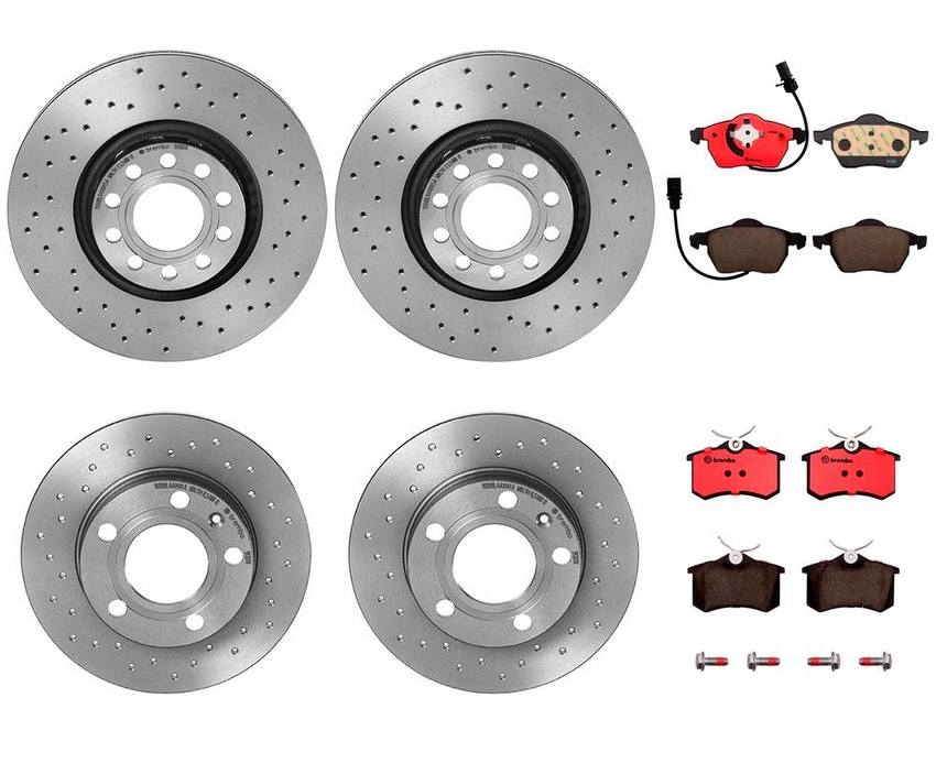 Audi Brake Kit – Pads and Rotors Front and Rear (312mm/245mm) (Xtra) (Ceramic) 8E0698451L – Brembo 3003101KIT