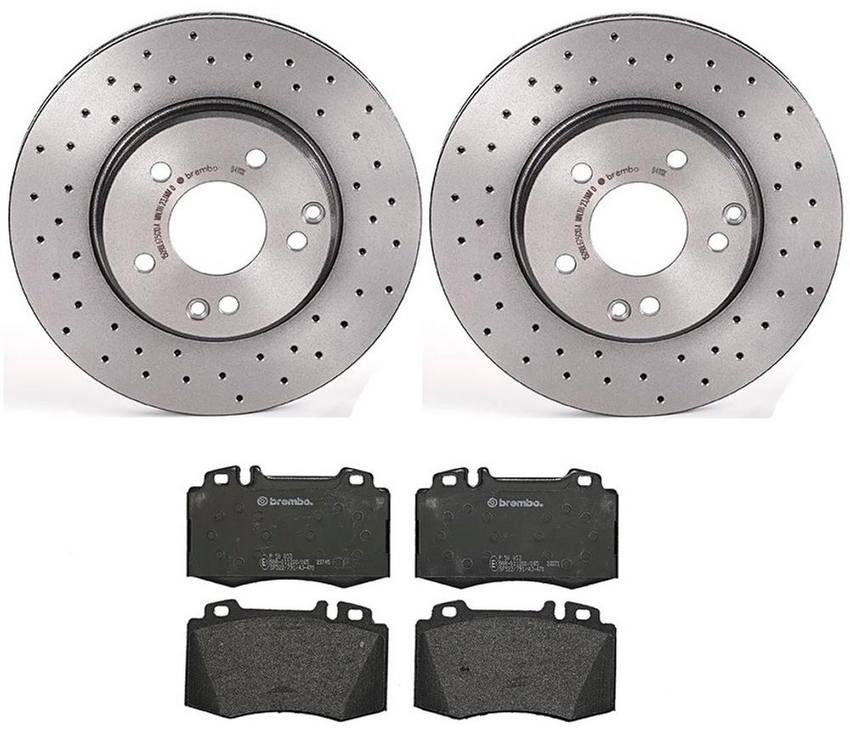 Mercedes Brakes Kit – Brembo Pads and Rotors Front (288mm) (Xtra) (Low-Met) 005420952041 – Brembo 3024038KIT