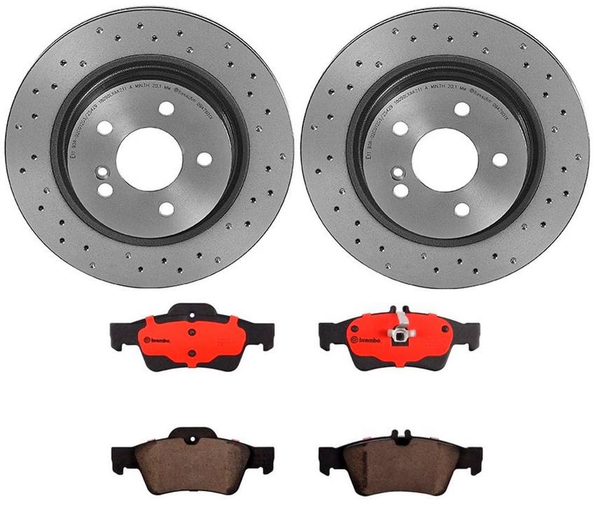 Mercedes Brembo Brakes Kit – Pads and Rotors Rear (300mm) (Xtra) (Ceramic) 006420012064 – Brembo 3056718KIT