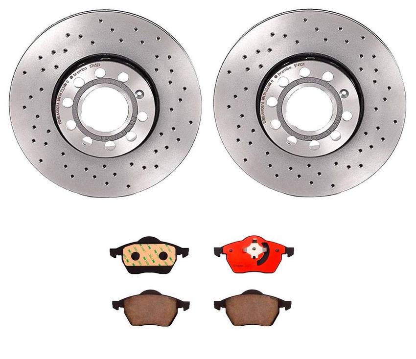 Audi VW Brakes Kit – Pads and Rotors Front (288mm) (Xtra) (Ceramic) 8D0698151C – Brembo 3057663KIT