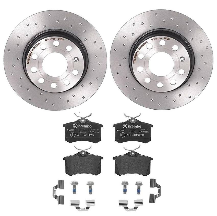 Audi VW Brakes Kit – Pads and Rotors Rear (272mm) (Xtra) (Low-Met) 8E0698451L – Brembo 3058192KIT