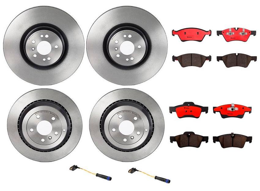 Mercedes Brakes Kit – Pads & Rotors Front and Rear (375mm/330mm) (Ceramic) 164420262064 – Brembo 3084166KIT