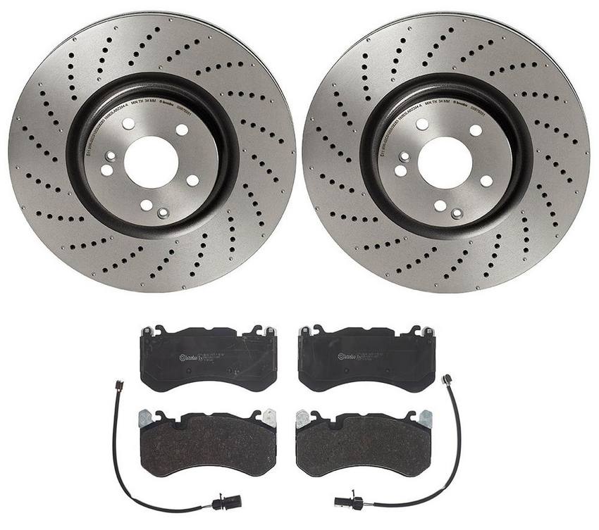 Mercedes Brakes Kit – Brembo Pads and Rotors Front (360mm) (Low-Met) 4G0698151AC – Brembo 3084238KIT