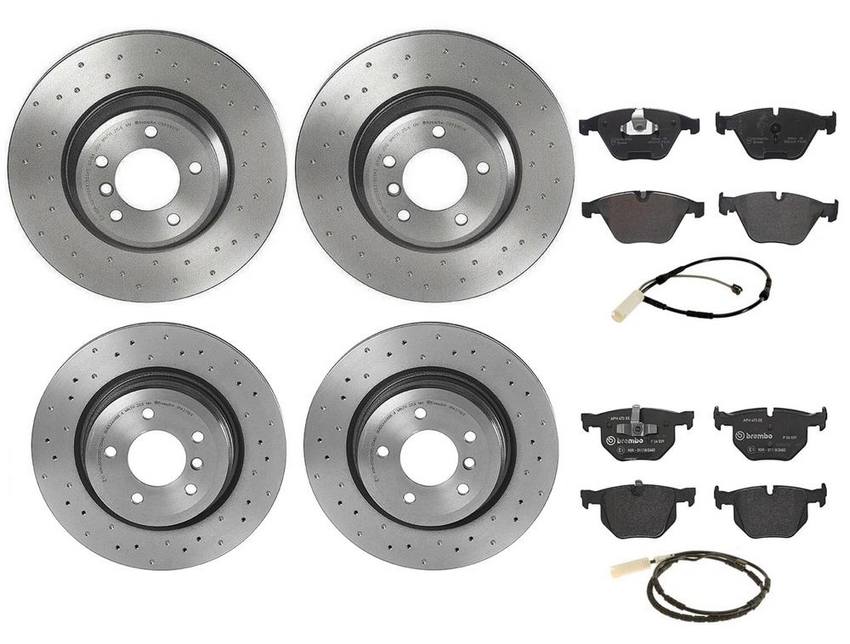 Brembo Brake Pads and Rotors Kit – Front and Rear (348mm/336mm) (Xtra) (Low-Met)