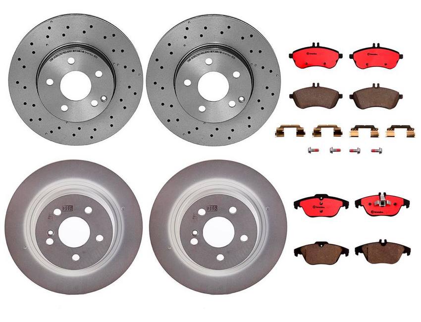 Mercedes Brakes Kit – Pads & Rotors Front and Rear (295mm/300mm) (Ceramic) 2044231512 – Brembo 3089357KIT