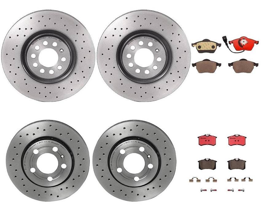 Audi VW Brakes Kit – Pads &  Rotors Front and Rear (312mm/256mm) (Xtra) (Ceramic) 8N0615601B – Brembo 3089522KIT