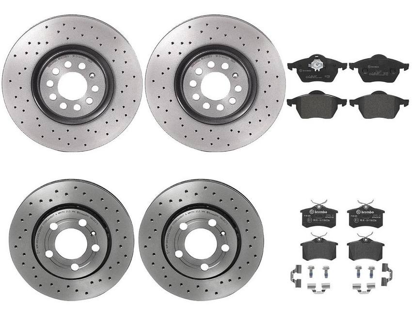 Brembo Brake Pads and Rotors Kit – Front and Rear (312mm/256mm) (Xtra) (Low-Met)