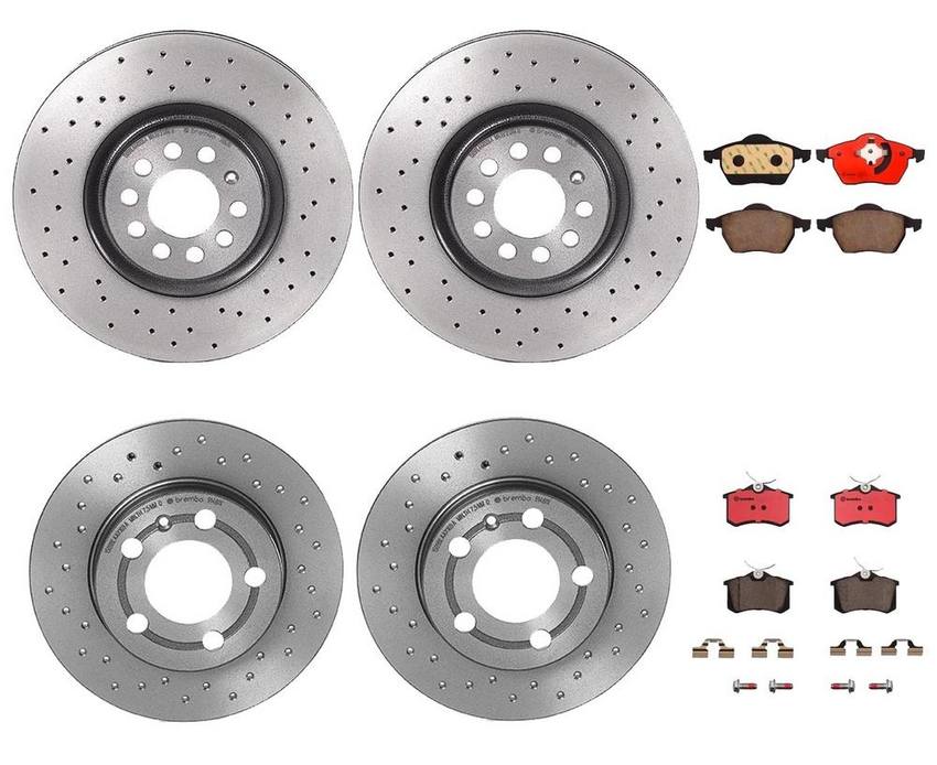 Audi Brake Kit – Pads and Rotors Front and Rear (312mm/239mm) (Xtra) (Ceramic) 8N0615301A – Brembo 3089539KIT