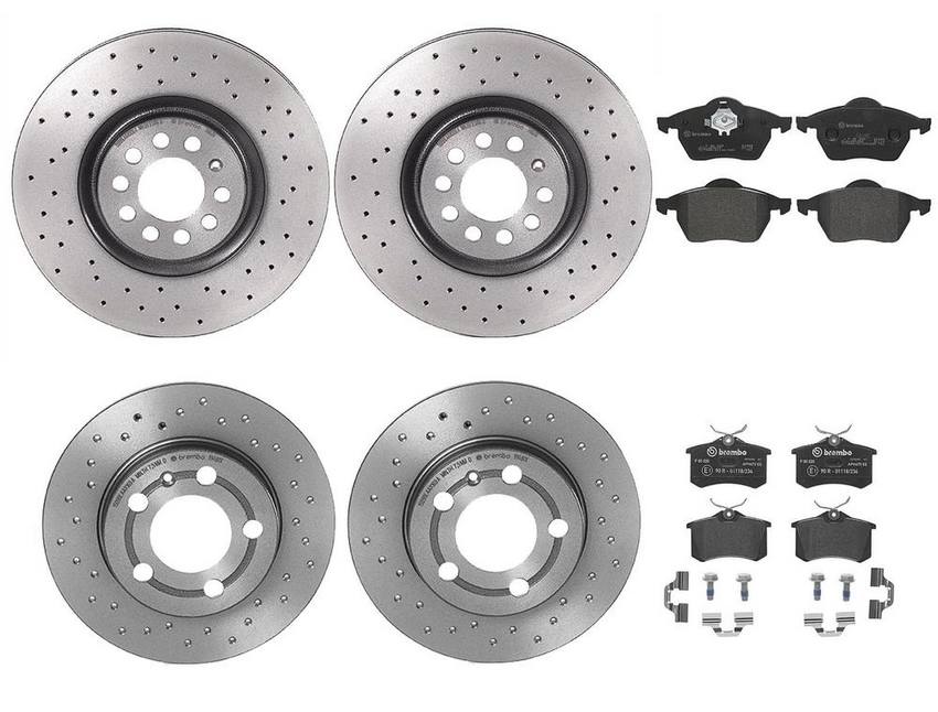 Audi Brake Kit – Pads and Rotors Front and Rear (312mm/239mm) (Xtra) (Low-Met) 8N0615301A – Brembo 3089541KIT