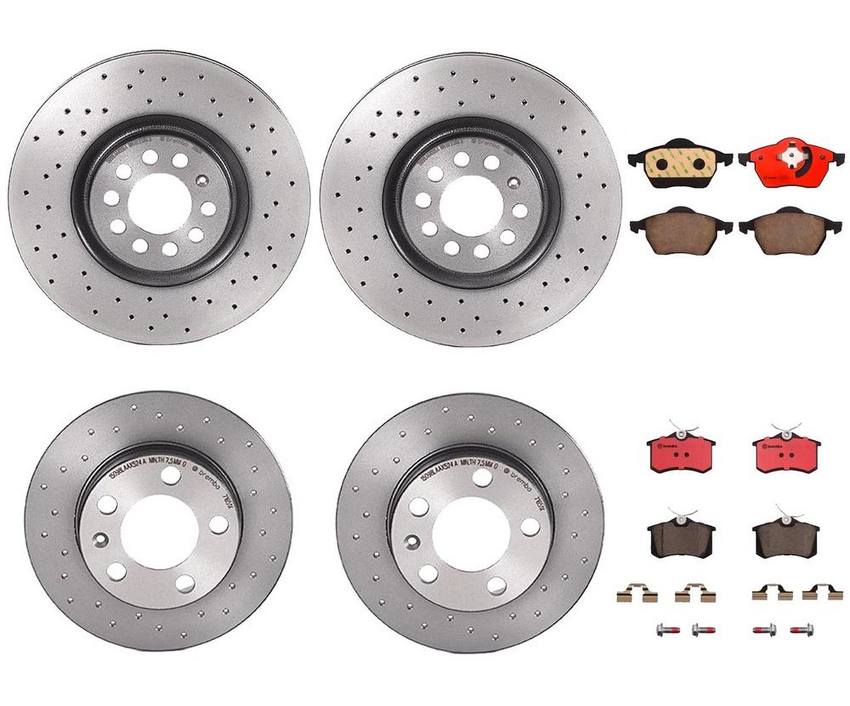 Audi Brake Kit – Pads and Rotors Front and Rear (312mm/232mm) (Ceramic) 8N0615301A – Brembo 3089563KIT