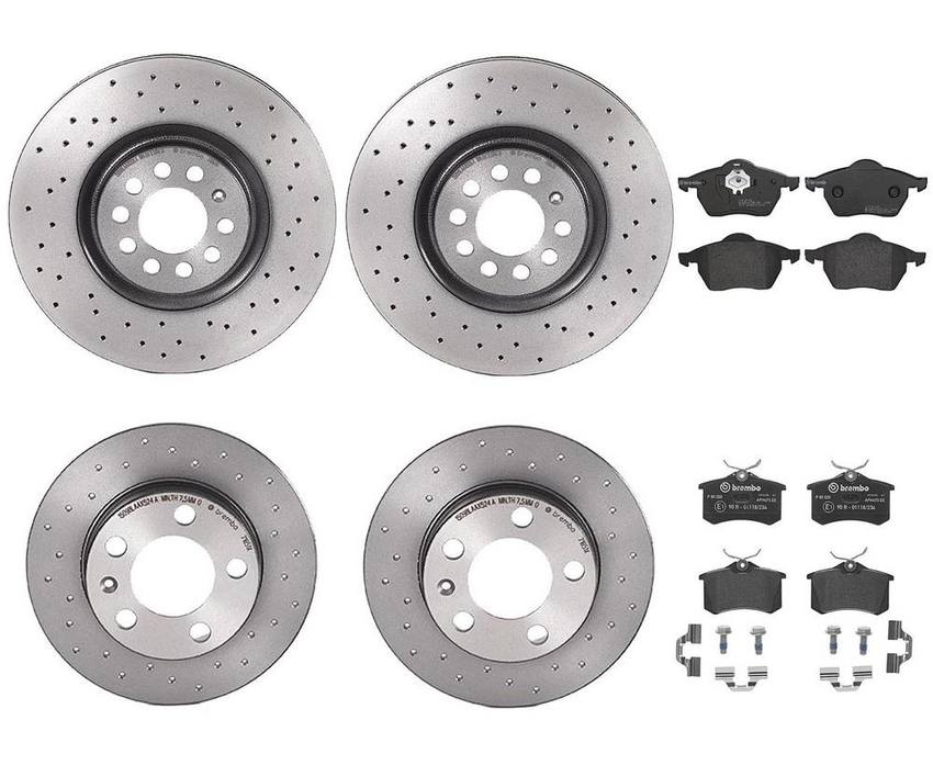 Brembo Brake Pads and Rotors Kit – Front and Rear (312mm/232mm) (Low-Met)