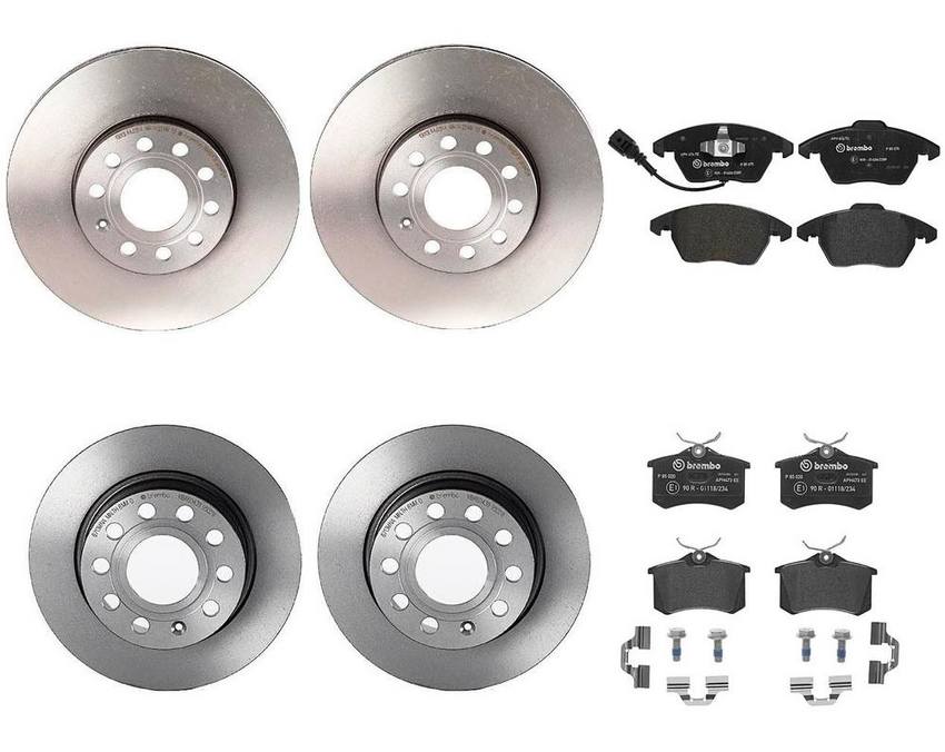 Audi VW Brakes Kit – Pads &  Rotors Front and Rear (288mm/255mm) (Low-Met) 8J0698151C – Brembo 3089649KIT