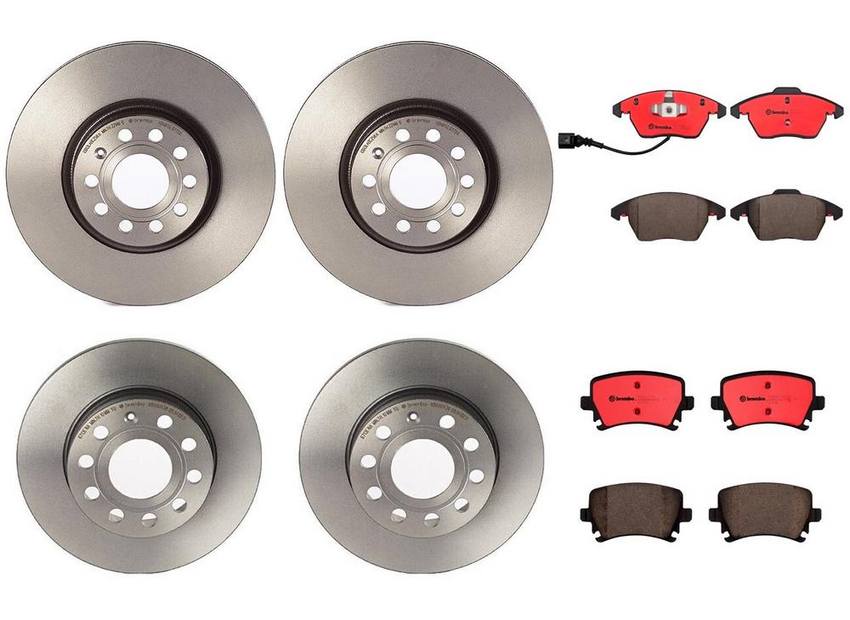 Audi VW Brakes Kit – Pads &  Rotors Front and Rear (312mm/260mm) (Ceramic) 8J0698151C – Brembo 3089678KIT