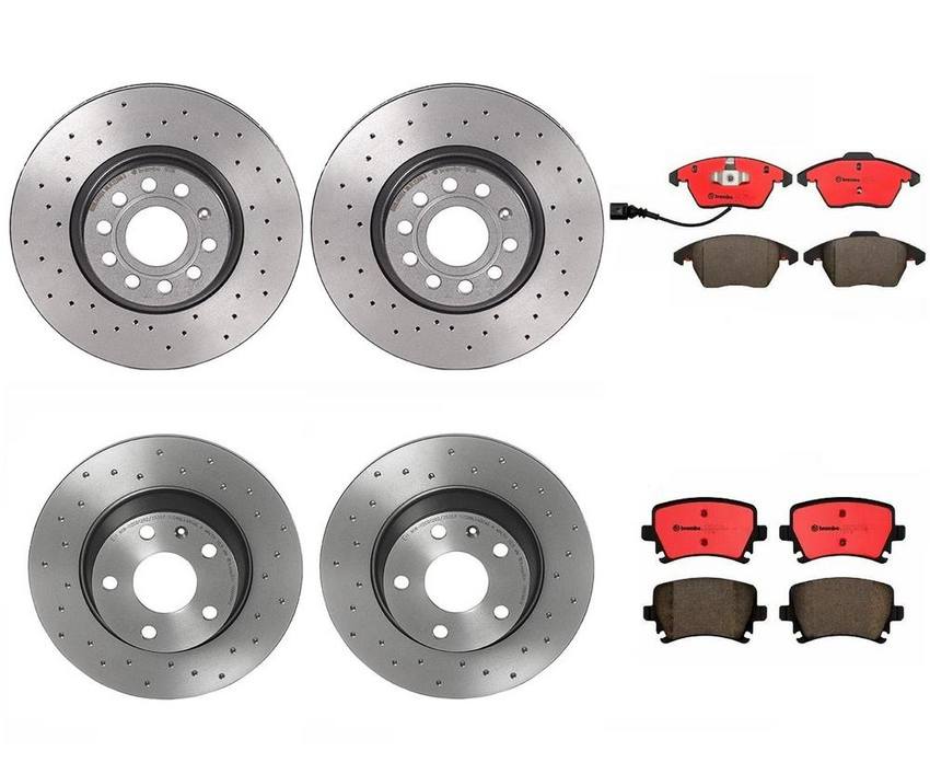 Audi Brake Kit – Pads and Rotors Front and Rear (312mm/286mm) (Xtra) (Ceramic) 8J0698151C – Brembo 3092179KIT