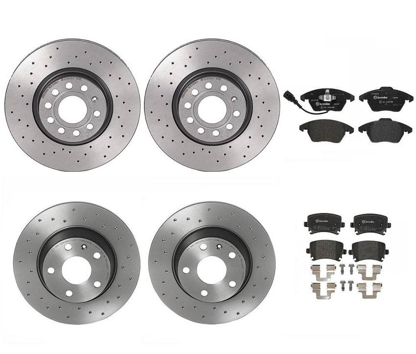 Brembo Brake Pads and Rotors Kit – Front and Rear (312mm/286mm) (Xtra) (Low-Met)