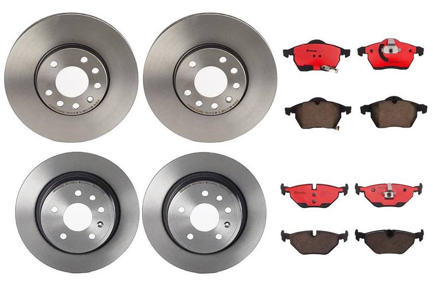 SAAB Brakes Kit – Pads & Rotors Front and Rear (288mm/286mm) (Ceramic) 93192749 – Brembo 3101712KIT