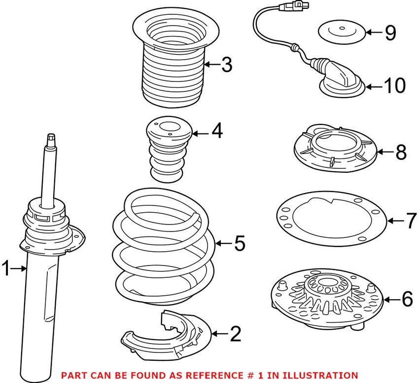 Suspension Strut – Front Driver Side (Without Electronic Controlled Suspension) (Without M Sport Suspension)