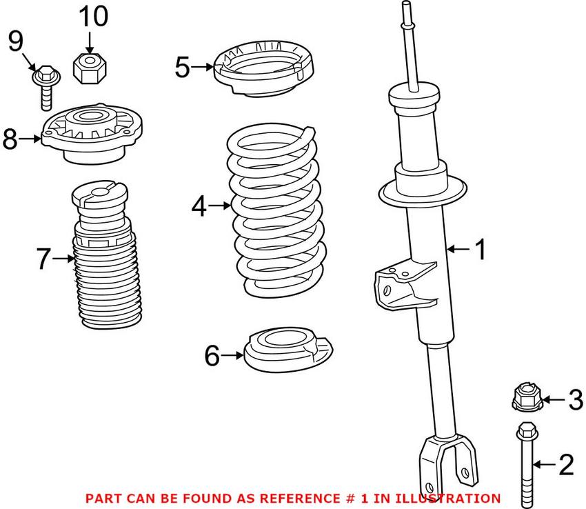 Suspension Strut – Front Driver Side (Without Electronic Controlled Suspension) (Without Sport Package)