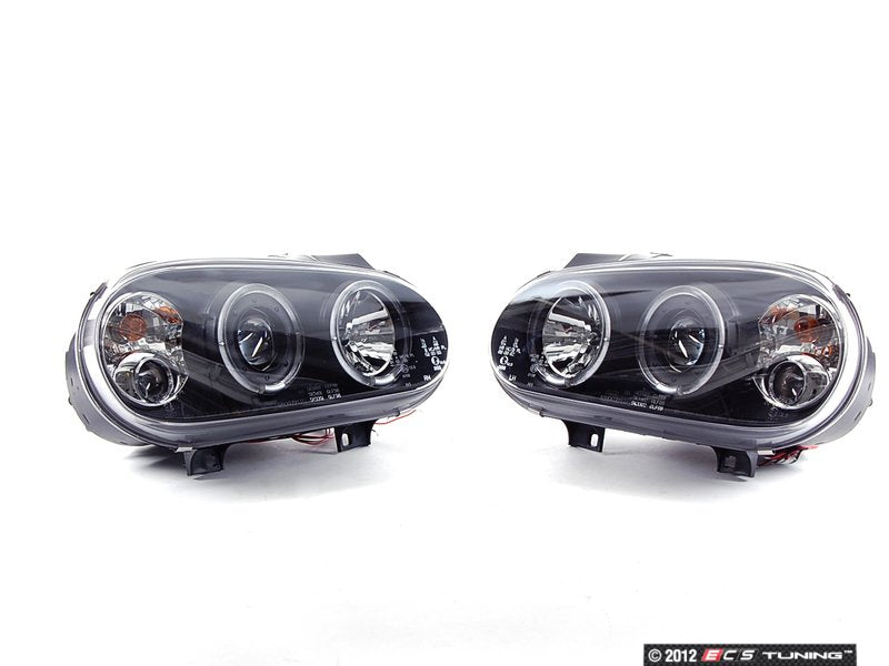 Angel Eye Projector Headlight Set - Black