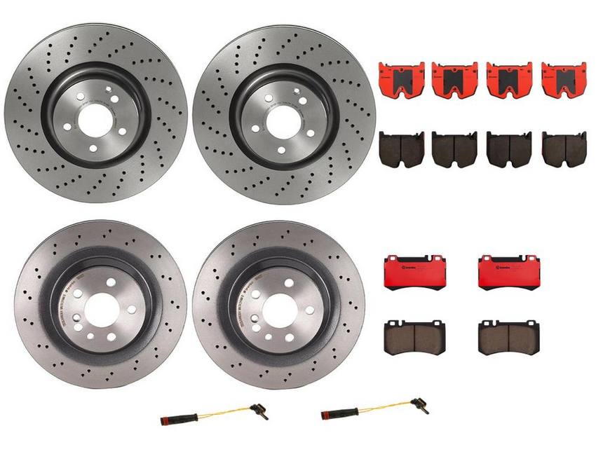 Mercedes Brakes Kit – Pads & Rotors Front and Rear (360mm/330mm) (Ceramic) 220423091264 – Brembo 3236835KIT