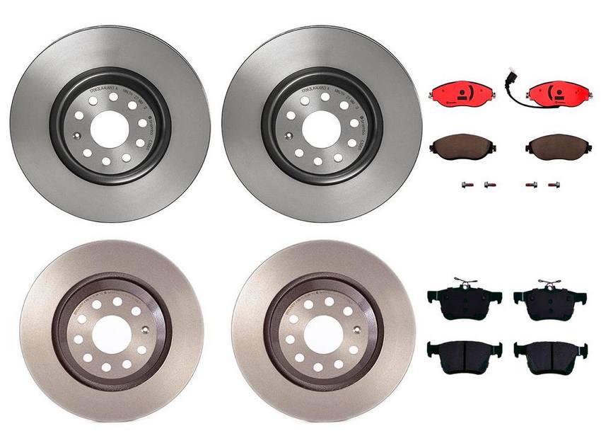 Audi VW Brakes Kit – Pads &  Rotors Front and Rear (340mm/310mm) (Ceramic) 8V0698151C – Brembo 3247165KIT