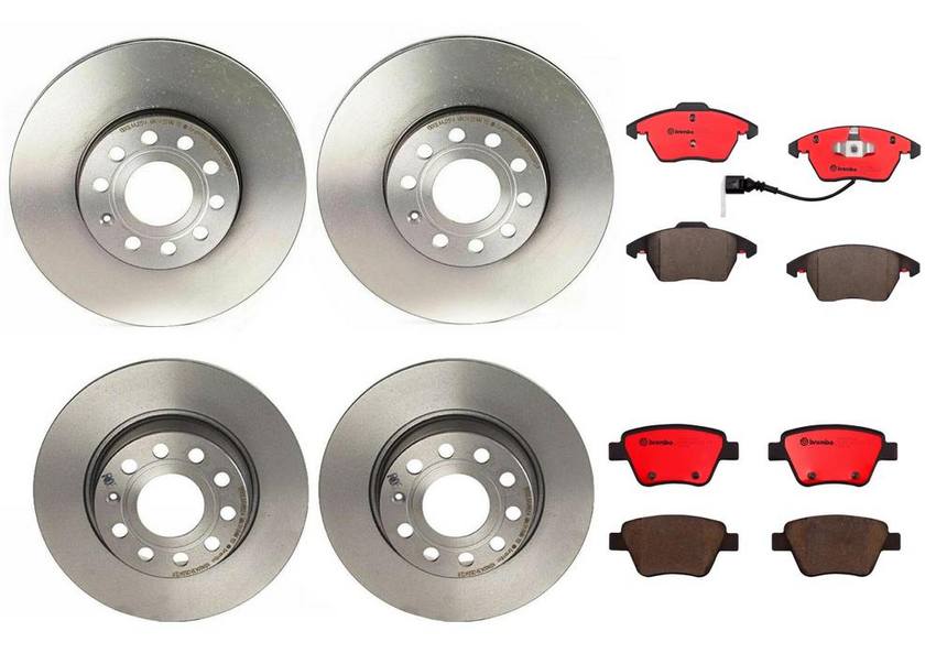 Audi VW Brakes Kit – Pads &  Rotors Front and Rear (288mm/272mm) (Ceramic) 8J0698151C – Brembo 3332525KIT