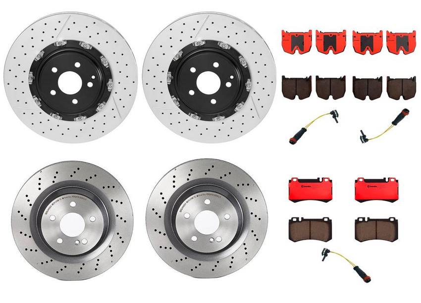 Mercedes Brakes Kit – Pads & Rotors Front and Rear (380mm/330mm) (Ceramic) 230423161264 – Brembo 3332934KIT