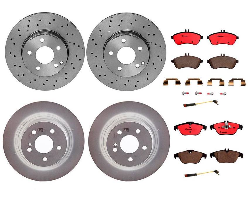 Mercedes Brakes Kit – Pads & Rotors Front and Rear (295mm/300mm) (Ceramic) 2115401717 – Brembo 3341733KIT