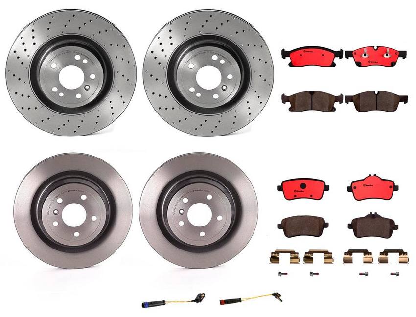 Mercedes Brakes Kit – Pads & Rotors Front and Rear (350mm/330mm) (Ceramic) 2115401717 – Brembo 3342250KIT