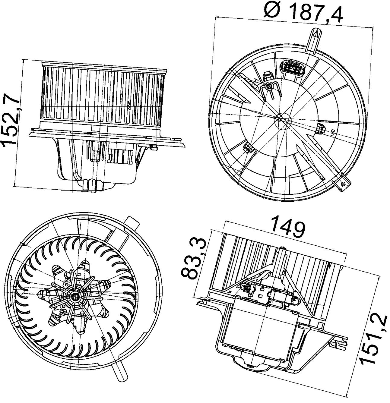 VW Heater Fan Motor 1K1819015F – Behr 351043211