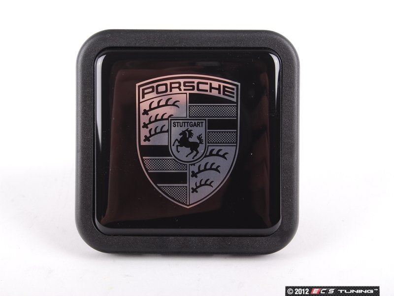 Porsche Crest Black Accent Trailer Hitch Cover