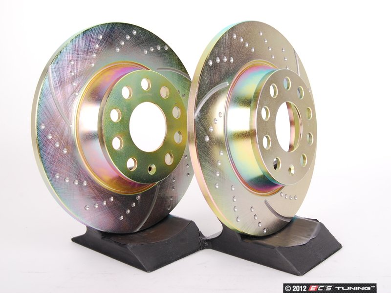 Rear Slotted & dimpled Brake Rotors - Pair (282x12)