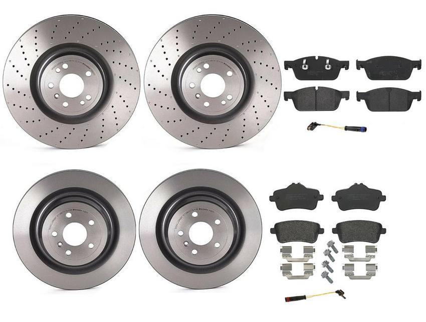 Mercedes Brakes Kit – Pads & Rotors Front and Rear (375mm/345mm) (Low-Met) 2115401717 – Brembo 3724337KIT