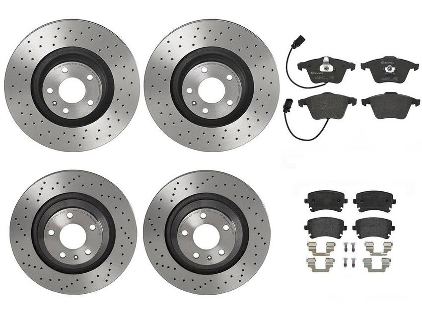 Audi Brake Kit – Pads and Rotors Front and Rear (330mm/347mm) (Xtra) (Low-Met) 8E0698451P – Brembo 3724484KIT