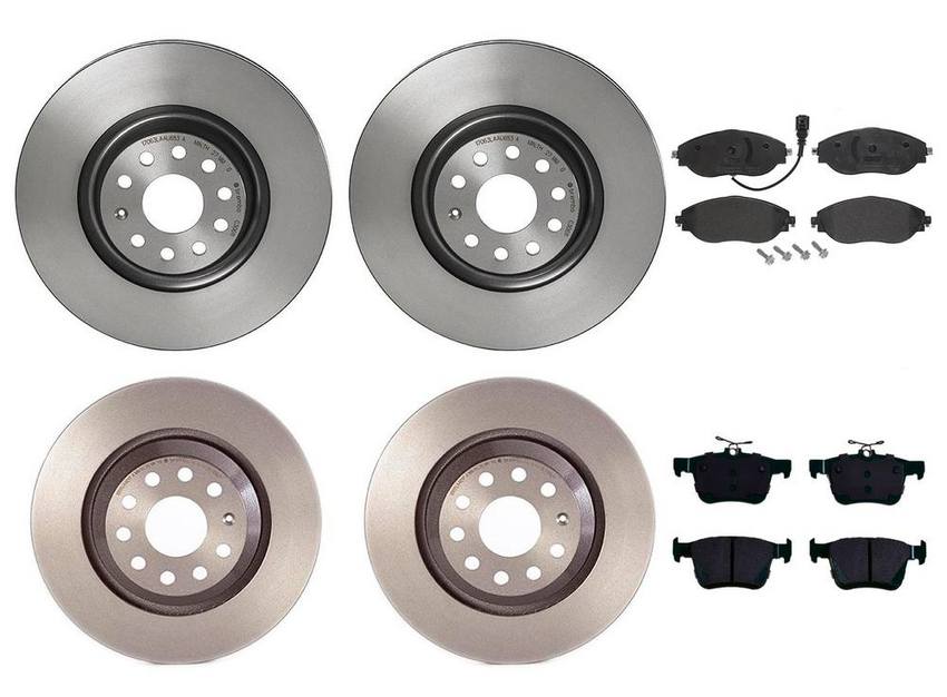 Audi VW Brakes Kit – Pads &  Rotors Front and Rear (340mm/310mm) (Low-Met) 8V0698151C – Brembo 3724543KIT