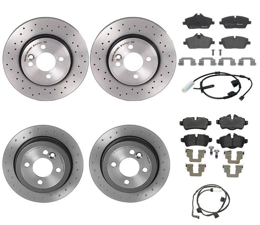 Mini Brakes Kit – Pads & Rotors Front and Rear (280mm/259mm) (Xtra) (Low-Met) 34216794059 – Brembo 3724890KIT