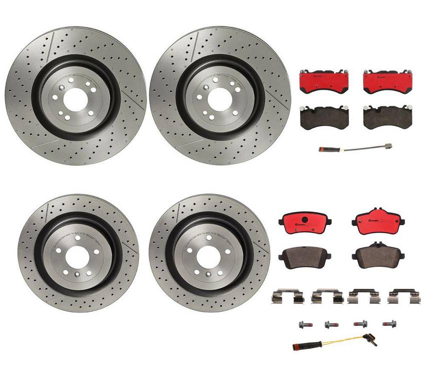 Mercedes Brakes Kit – Pads & Rotors Front and Rear (390mm/345mm) (Ceramic) 2115401717 – Brembo 3804063KIT