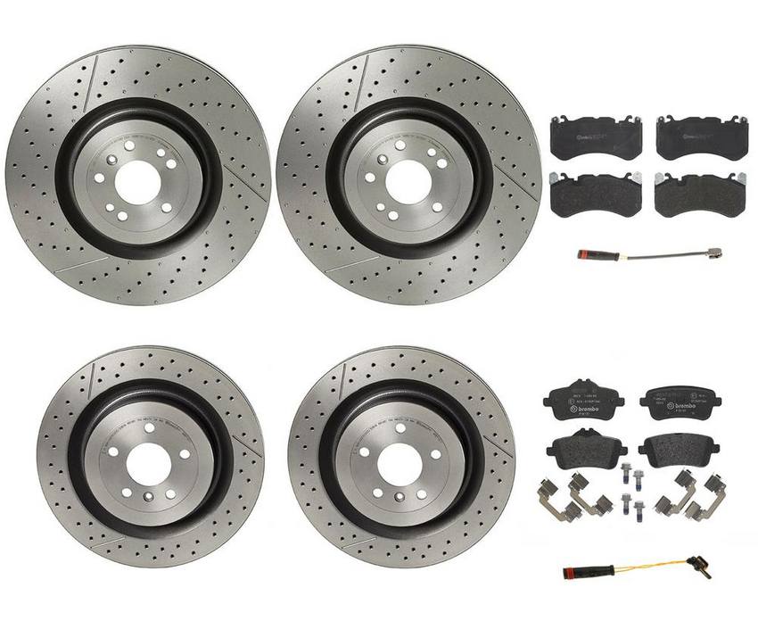 Mercedes Brakes Kit – Pads & Rotors Front and Rear (390mm/345mm) (Low-Met) 2115401717 – Brembo 3804068KIT