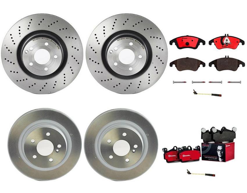 Mercedes Brakes Kit – Pads & Rotors Front and Rear (344mm/300mm) (Ceramic) 2115401717 – Brembo 3805537KIT