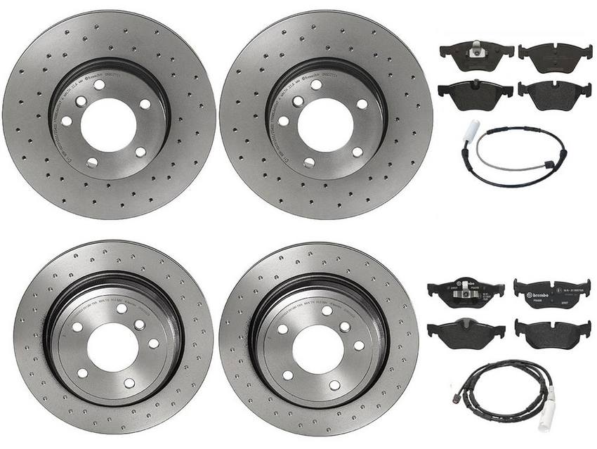 Brembo Brake Pads and Rotors Kit – Front and Rear (312mm/300mm) (Xtra) (Low-Met)