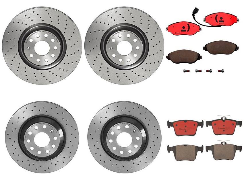 Audi VW Brakes Kit – Pads &  Rotors Front and Rear (340mm/310mm) (Ceramic) 8V0698151C – Brembo 3807717KIT