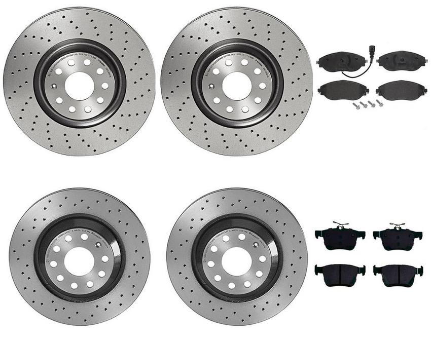 Audi VW Brakes Kit – Pads &  Rotors Front and Rear (340mm/310mm) (Low-Met) 8V0698151C – Brembo 3807729KIT